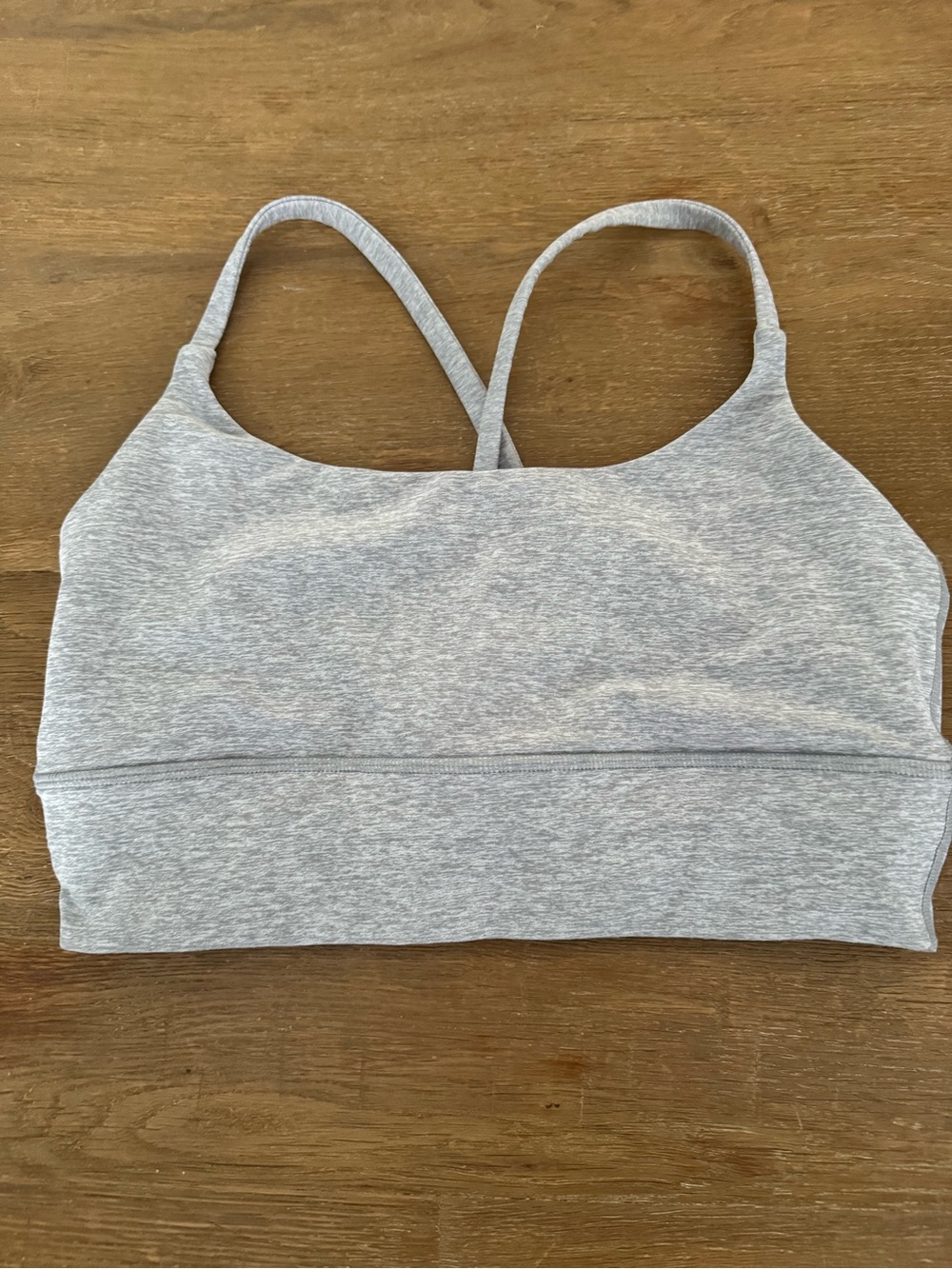 Vuori Light Gray Strappy Sports Bra